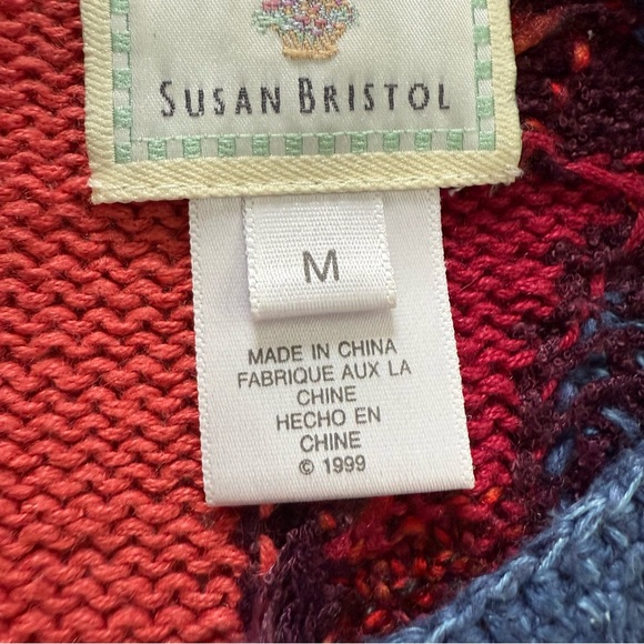 Vtg Susan Bristol Hand Knit Multicolor GrannyCore Patchwork Cardigan WMs M EUC - Picture 6 of 12